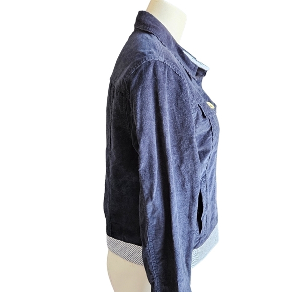 Vineyard Vines Womens Jacket Medium Blue  Cotton Corduroy Button Front Casual - Picture 3 of 9